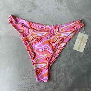 NWT Aurelle Pink and Orange High-Cut Bikini